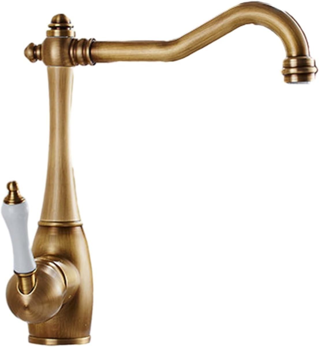 ZYCHSJXA Brushed Copper Kitchen Mixer Tap Double Handle Hot Cold Faucet Vegetable Sink Dishwashing & Basin Swivel for Kitchens