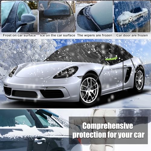 Image of Custom-fit Soft Top Roof Protector for Porsche Boxster /Cayman 718 /986 /987 /981 1996-2024, 6 Layers All Weather Waterproof Half Car Cover with Windproof Strap & Metal Hooks for Sun Snow Rain Protection