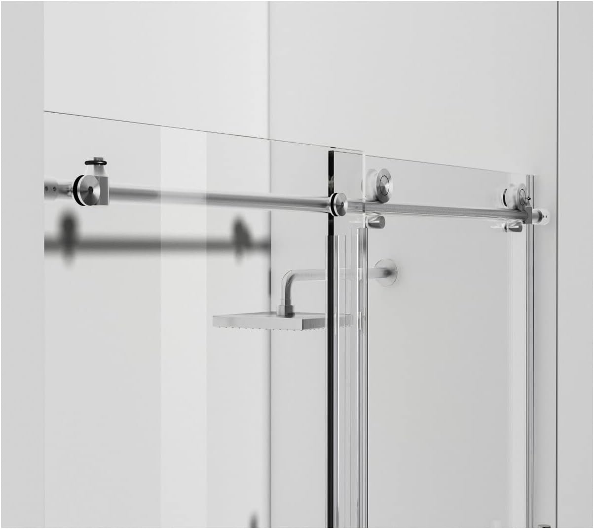 Elegant Kitchen and Bath Raleigh 48x76 Stainless Steel Shower Door in Nickel