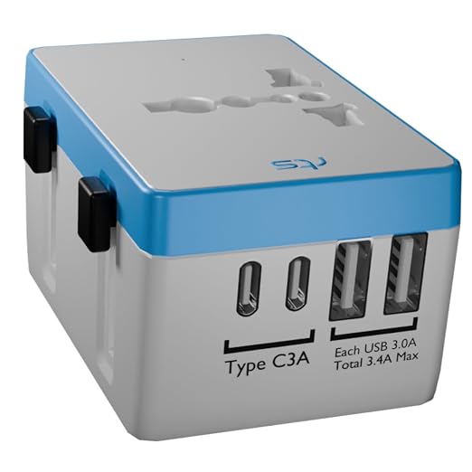 rts Universal Travel Adapters Charger with Type C UB C (2 Type C, 2) International All in One Travel Adapter, Worldwide Universal Travel Charger with, 2 -C Universal