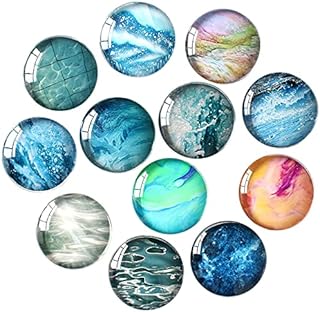 Fyfjur 12Pcs Refrigerator Magnets, Crystal Glass Magnet, Fridge Magnet, Office Magnets Set Strong Small Magnet, Notice Board Magnets with Patterns, for Magnetic Whiteboard, Photo, Map, Office