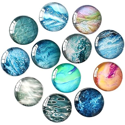 Fyfjur 12Pcs Refrigerator Magnets, Crystal Glass Magnet, Fridge Magnet, Office Magnets Set Strong Small Magnet, Notice Board Magnets with Patterns, for Magnetic Whiteboard, Photo, Map, Office Cover