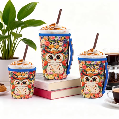 Image of 3 Reusable Iced Coffee Sleeves for Coffee Cup Fits 16-32oz Hot /Cold Drink