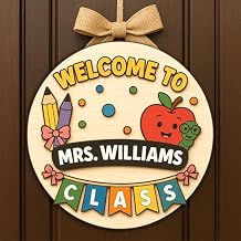 Personalized Teacher Name Classroom Door Sign, Welcome Sign for Classroom, Teacher Appreciation Gift, Back To School Gift, Custom Name Wood Plaque for Door Hanging or Classroom Wall Decor