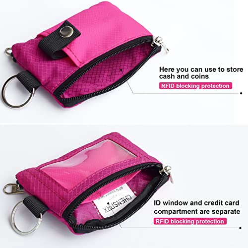 Image of CHENSPRX Minimalist RFID Blocking Small Wallet with ID Window,WaterResistant Zip Id Case Wallet with Lanyard Keychain for Cards,Cash,Travel,Women,Men