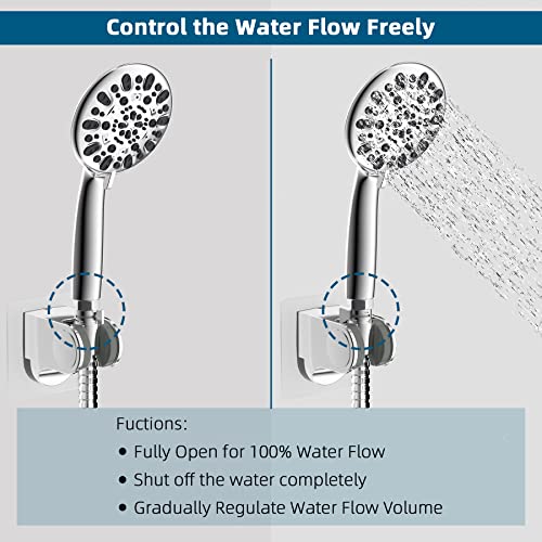 All Metal Shower Head Flow Control Valve G1/2 Brass Shutoff Valve with Handle Lever Shower Head
