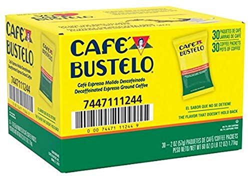 Comparison: Cafe Bustelo Decaf 3 Café Bustelo Coffee Espresso Style Decaffeinated Ground Coffee, 30- 2 Ounce Fraction Packets, Frac Packs