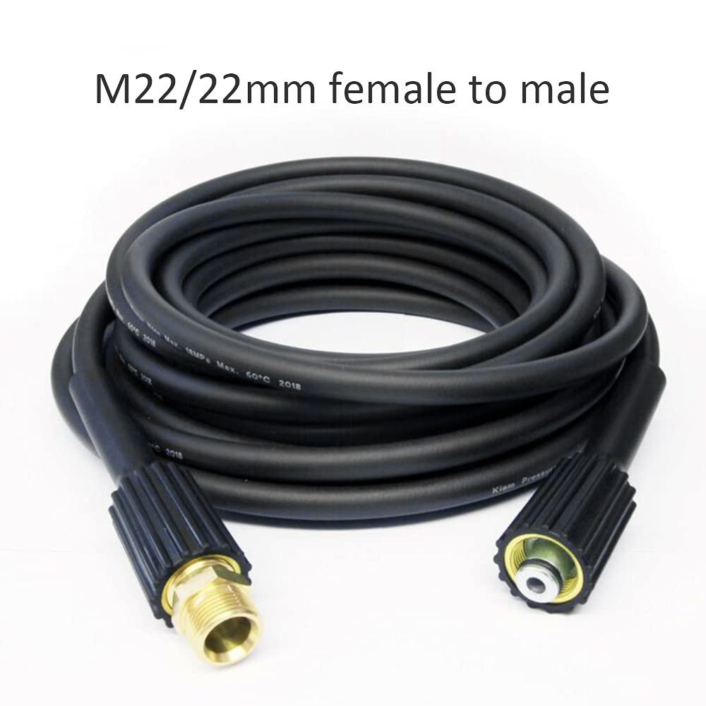 Tubo di prolunga per idropulitrice ad alta pressione, connettore M22 femmina a maschio, gomma PVC, pressione massima di esercizio 180 bar, durevole e flessibile per la pulizia esterna