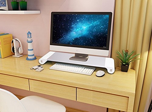 Kernorv di monitor supporto spazio bar computer monitor riser, alluminio multifunzione organizer da scrivania con 4 porte USB per Apple iMac/PC/TV/MacBook/laptop