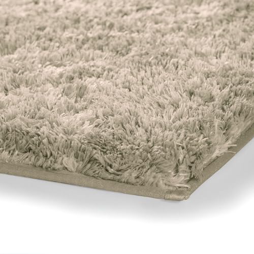 Image of LUXE HOME INTERNATIONAL Microfiber Rectangular Home Bath Mat Super Soft Non Slip Vegas Mats for Bathroom, Kitchen, Bedroom, and Door (60x90 Cm, Beige) Pack of 1