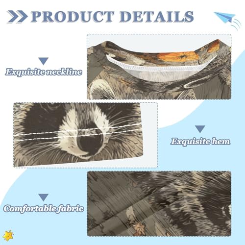 Boys Short Sleeve T-Shirts Pumpkins Raccoons Rashguard Kids Swim Shirts Sun UPF 50+3