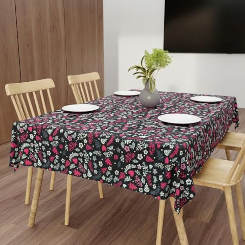 Image of Wings Star Premium Dining Table Cover for 6 to 8 Seater, 60 x 90 inch Size, Waterproof and Dustproof (Black, Pink & White, 60 x 90 inch (Rectangular))