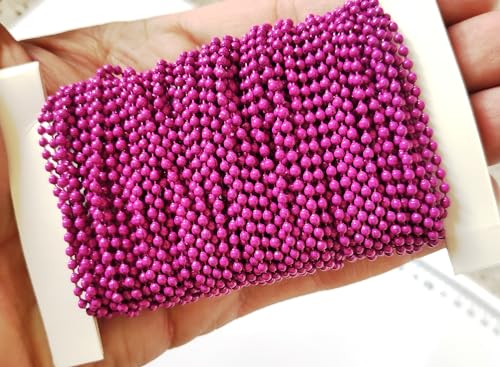 Image of GoSetGet! 12 mtr-Rani Pink-1.5mm Metal Ball Chain for LIPPAN Art, Rangoli, Jewelry Making, Crafts, Decorative, Long Lasting Finish (12 Mtr RaniPink)
