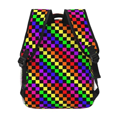 Black Rainbow Race Checkered Flag Backpacks 15 Inch Laptop Backpack Double Shoulder Bag for Girls Boys Gifts4