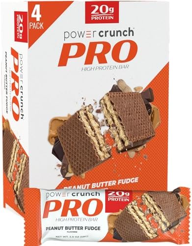 Power Crunch PRO Protein Wafer Bars, High Protein Snacks with Delicious Taste, Peanut Butter Fudge, 2.0 Ounce (4 Count)