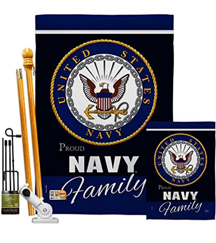 Breeze Decor FK108412-BO Navy Proudly Family Americana Military Decorative Vertical