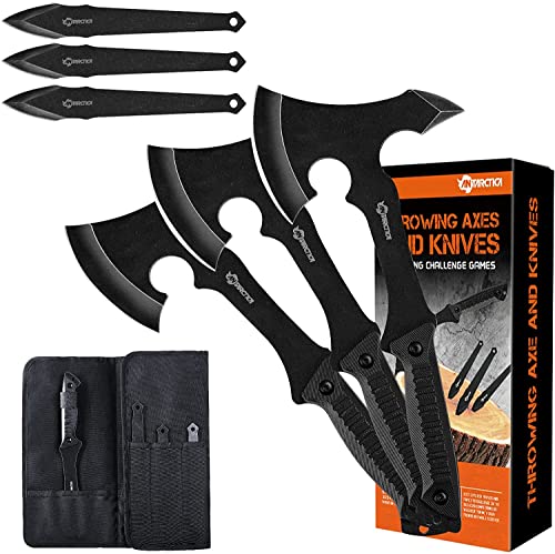 ANTARCTICA Campingäxte - Outdoor Messer, Gürtelmesser Fliegende Axt, Edelstahl, Wurfaxt und Wurfmesser für Camping (Schwarz 2.0)