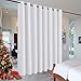 RYB HOME White Separation Room Divider Heavy Duty Share Space Decorative Gift Christmas, Partition Grommet Top Drape for Patio Sliding Door/Clinic/Hospital, W 15 x L 8 ft, Greyish White, 1 Panel