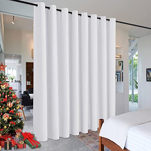 Image of RYB HOME White Separation Room Divider Heavy Duty Share Space Decorative Partition Drapes for Patio /Living Room /Sliding Door /Clinic /Hospital, W 15 x L 8 ft, Greyish White, 1 Panel