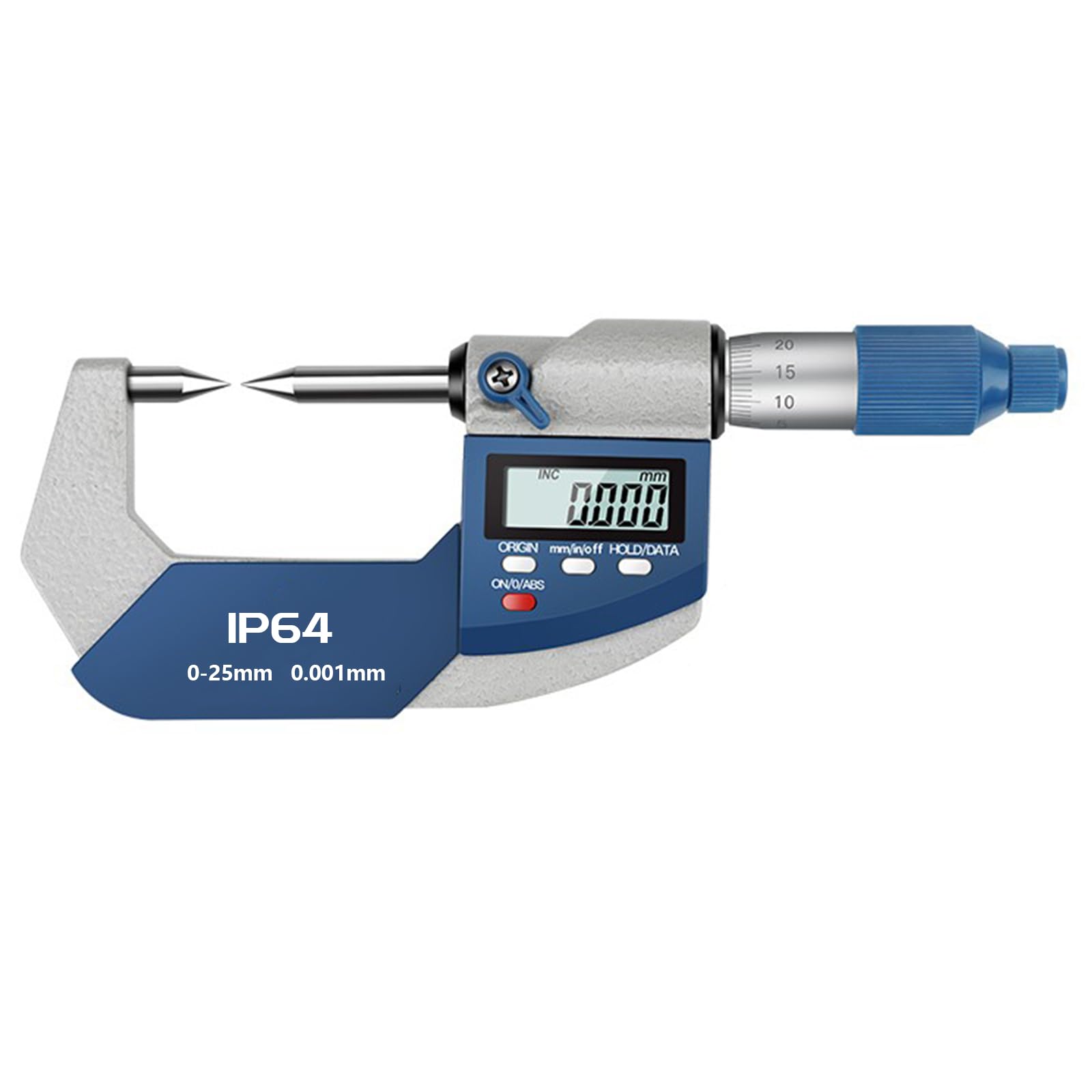 Digitaler Crimphöhen-Mikrometer， elektronisches Mikrometer-Messwerkzeug， 0-1"/0-25 mm， Zoll/Metrisch， IP64，Point Micrometer