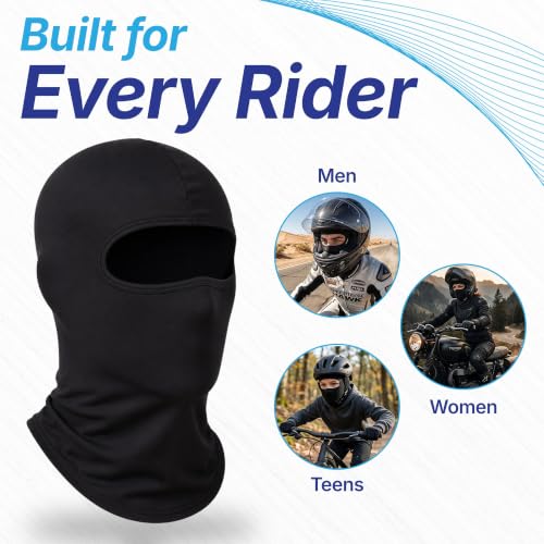 Image of Kingsway Balaclava for Men 4-Way Stretch | Motorcycle Full Face Mask Under Helmet | Breathable Sweat Absorbing Quick Dry Fabric | UV & Dust Protection