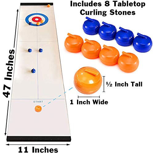Tabletop Mini Curling Game, Measures Almost 4 Feet Long And Rolls Up Quickly For Travel, Easy Setup, 2 To 8 Player Fun Family Or Office Party Game By Sciencepurchase #TOP1