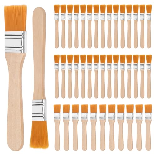 TPTGIAR Kleine Pinsel Borstenpinsel Set: 40 Stück Pinsels Klein, 13cm & 13.5cm Länge Flachpinsel mit Holzgriff für Pinsel Farben Kunst Malerbedarf Lacke Malerei DIY Streichen von Wänden