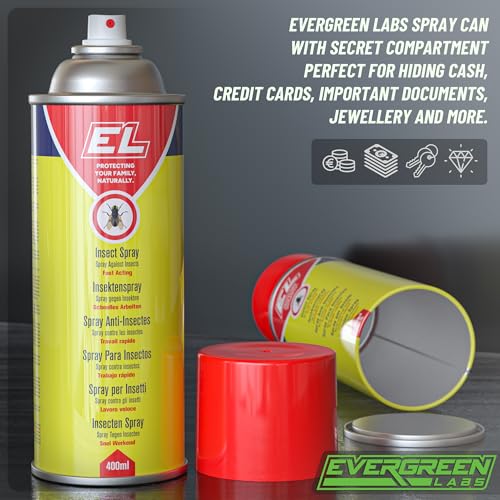 Evergreen Labs Spray mit Geheimfach: Ihr Ultimatives Geldversteck, Schlüsselversteck - Perfektes Versteck für Wertsachen Zuhause oder auf Reisen! Großes Geheimversteck, 6 cm x 17 cm.