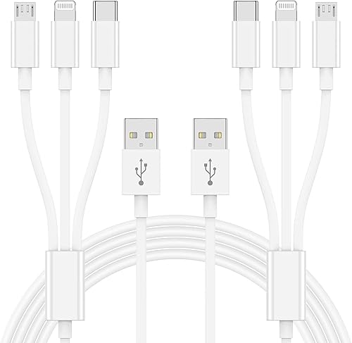 Multi Charger Cable 6Ft 2Pack, 3 in 1 Charging Cord,