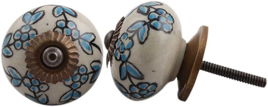 Indian Shelf 25 Pieces Blue Kids Cabinet Knobs Tiny Kitchen Cabinet Hardware Ceramic Door Pulls