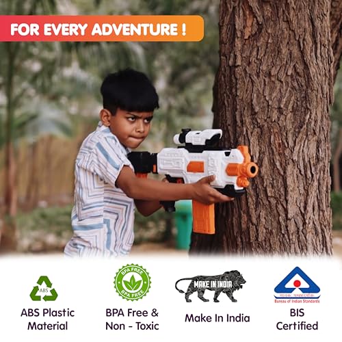 Image of Alpha Striker Electric Motorized Toy Gun with Scope, 20 Soft Darts, USB Type-C Rechargeable,Long Range 60ft+, 1-Hour Playtime, for Kids & Adults (8+), Made in India