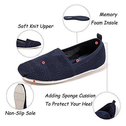 Women's Knit Flat Shoes,Classic Casual Washable Shoes,Comfortable Walking Slip-On Ballerina Square Toe Shoes for Women2
