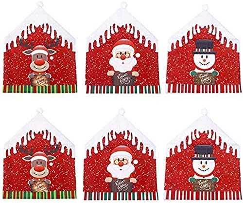 ZAILHWK Christmas Chair Covers Set of 6, Back Cover Removable Washable Protector Cover for Kitchen Dining and Living Room