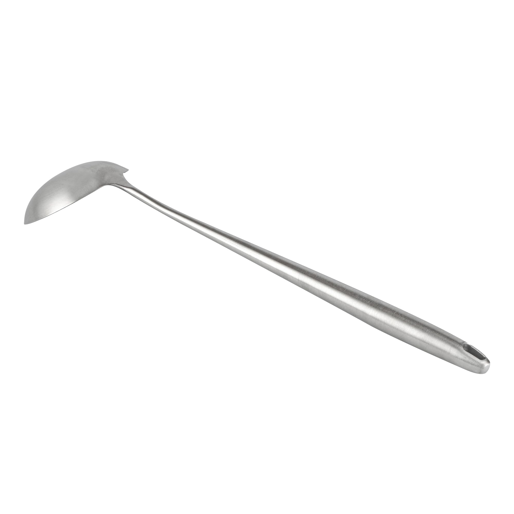 Restaurantware Motomori - Cucharón wok de 17 pulgadas, 1 cuchara de wok lavable en lavavajillas, agujero para colgar, mango extralargo, cucharón de cocina china de acero inoxidable 304, para revolver,