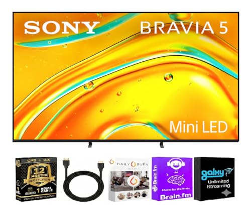 Sony 55 Inch Class BRAVIA 5 Series 4K Mini LED UHD Smart Google TV - XR Processor - Dolby Vision - 120Hz - HDMI Cable + Streaming Bundle + 12 Month CPS Warranty