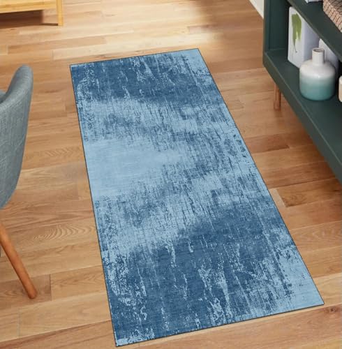 Alfombra antideslizante lavable 90x120 cm para pasillos modernos color azul 2