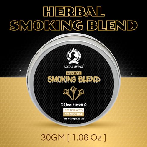 Royal Swag Ayurvedic Herbal Mixture 100% Tobacco-Free and Nicotine-Free Smoking Blend 30 g/1.0 oz (Container) | Clove Flavour with All-Natural Ingredients - Thumbnail 2