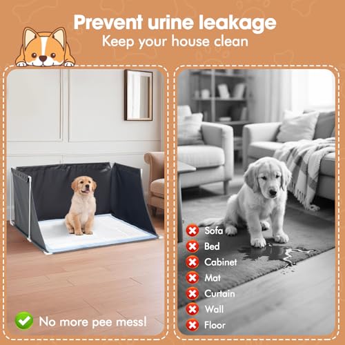 Image of Dog Pee Pad Holder with High Walls, Portable Dog Litter Box for Inside Potty, Splash-Proof Pee Shield Pad Holder Tray for Puppies Small and Medium Dogs