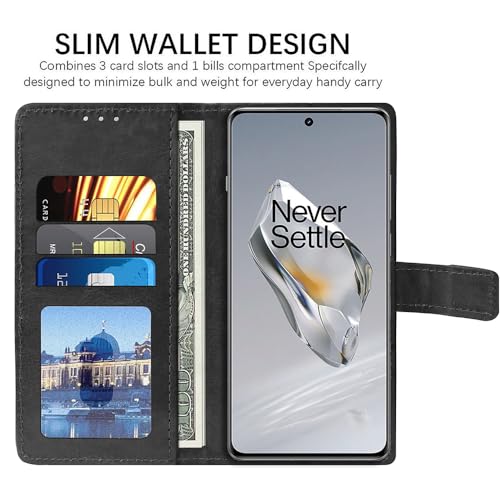 Image of Flip Cover Back Case for OnePlus 12R 5G | Premium Leather Finish | Inbuilt Pockets & Stand | Flip Cover Back Case for OnePlus 12R 5G (Black)