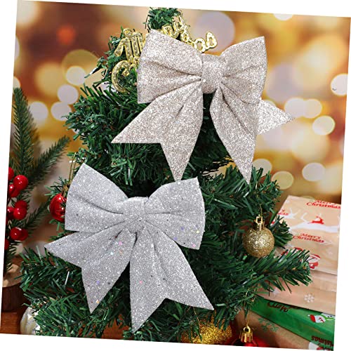 40 Lazos de Navidad con Brillo Adornos Colgantes de Algodón Perlado para Árbol 5