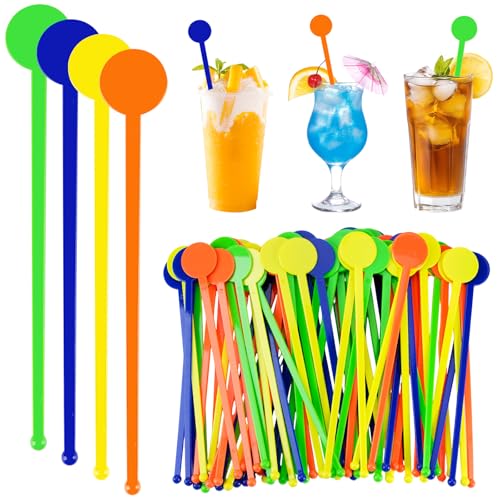 Leikedun - Agitador de cóctel (80 unidades, 18 cm), diseño de cócteles, batidoras de colores, para café, jugo, vino, batido, plástico alimentario sin BPA