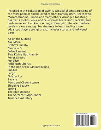 20 Classical Themes for String Quartet: Volume 1