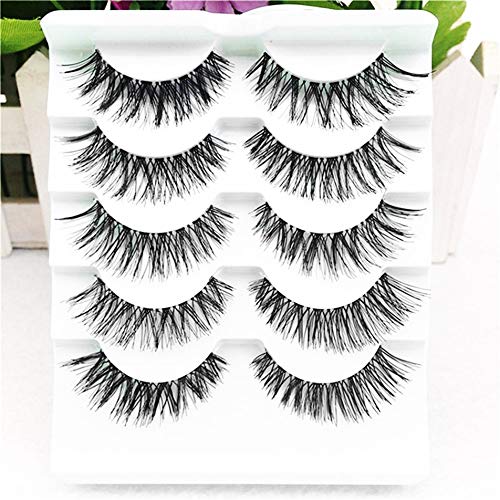 Preisvergleich Produktbild Silverdee 5 Paar / Wimpern Set Wiederverwendbare falsche Wimpern Dicke Verlängerung Handgefertigte handgefertigte gefälschte Wimpern für Frauen