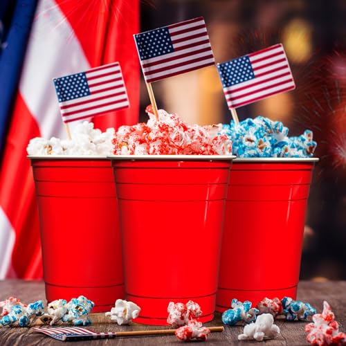 PAMI Red Plastic Party Cups - 16oz Disposable Drinking Glasses- Colored Plastic Glasses For Iced Tea, Smoothies, Punch, Beer, Cocktails & Cold Drinks- Beerpong Cups In Resealable Bag (30, Red)