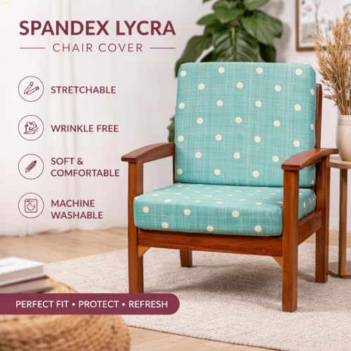 Image of STITCHNEST 'Contour Fit Series' Stretchable Printed Wooden Sofa Cover (Pack of 6) - Elastic Wooden Chair Cover | Wooden Sofa Seat Cover | Size - 20-21 x 20-21 x 3-5 in