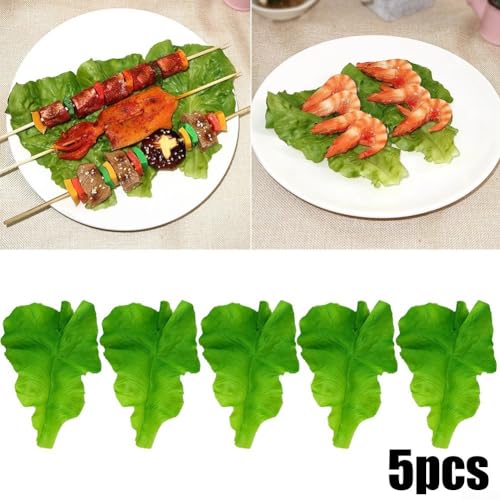 5 Stück simulierte Salatblätter Salatscheiben Gemüse Künstliche Veggie Blätter für Fotografie und Küche Dekor