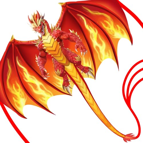 YFAFENGS Large Red Fire Dragon Kite for Kids & Adults Easy to Fly Kite, Perfect for Holiday Fun, Outdoor Activities, Beach & Park Play, Ideal Gift for...