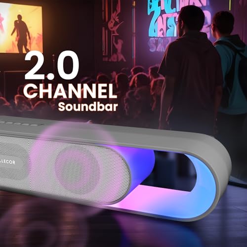 Image of CELLECOR CLB30 BEATZ with 3D Surround Sound | 10 Hour Playtime | 5.3V | 20W Bluetooth Soundbar with Disco Light - Grey