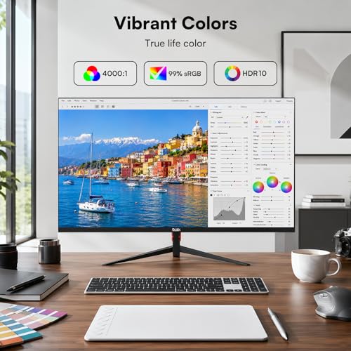 Image of 27 Inch Monitor, FHD 1080P Computer Monitor 100Hz, Built-in Speaker PC Monitor, 99% sRGB, Low Blue Light Eye Care, FreeSync, Frameless Display, HDMI /DP, VESA Wall Mountable for Work, Home Office