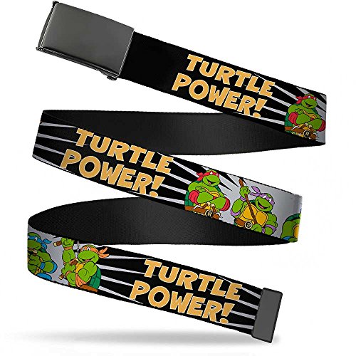 Nickelodeon Unisex-Adult's Buckle-Down Web Belt Ninja, Classic TMNT Group Pose/Turtle Power, 1.5